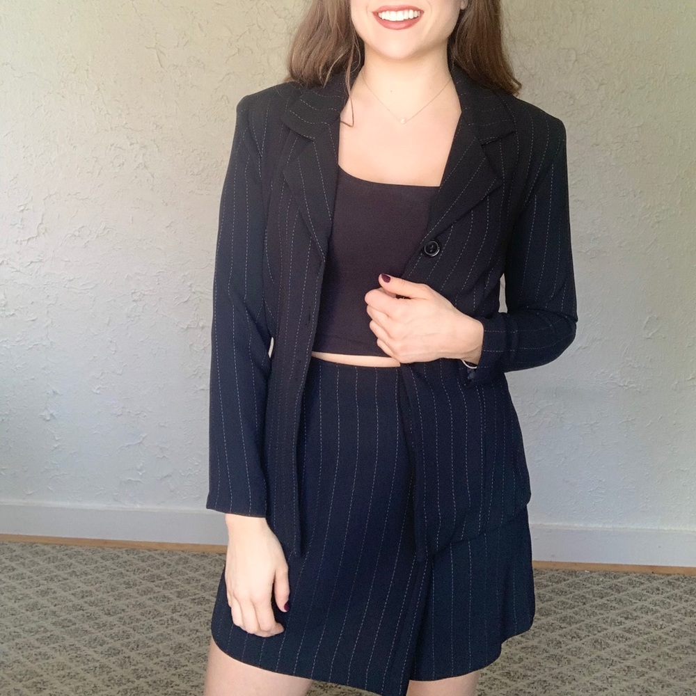 Skirt and Blazer Matching Vintage Pinstripe Set